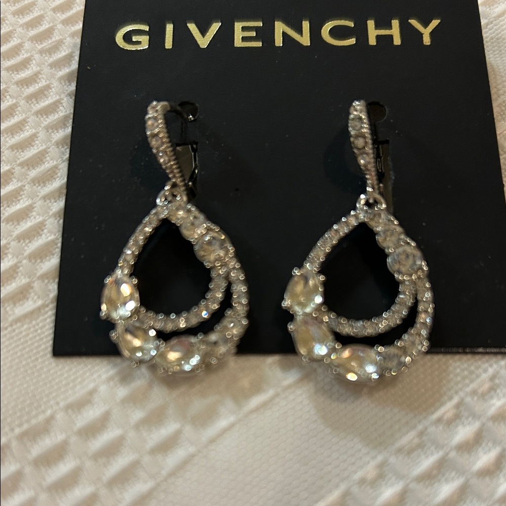 Givenchy Silver Teardrop Crystal Earrings Beautiful Gift ❤️ - Picture 5 of 5